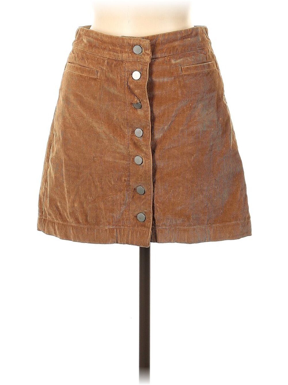 Wilfred Free Aritzia Corduroy Mini Skirt Camel Brown Button Front Women's Size 6